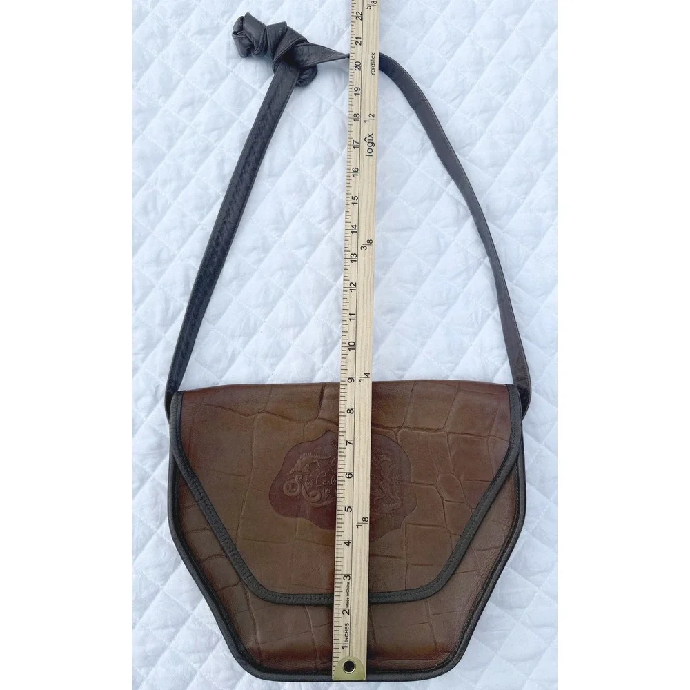 Rare 80s Vintage Carlos Falchi Croc Embossed Leather Crossbody Bag The Buffalo